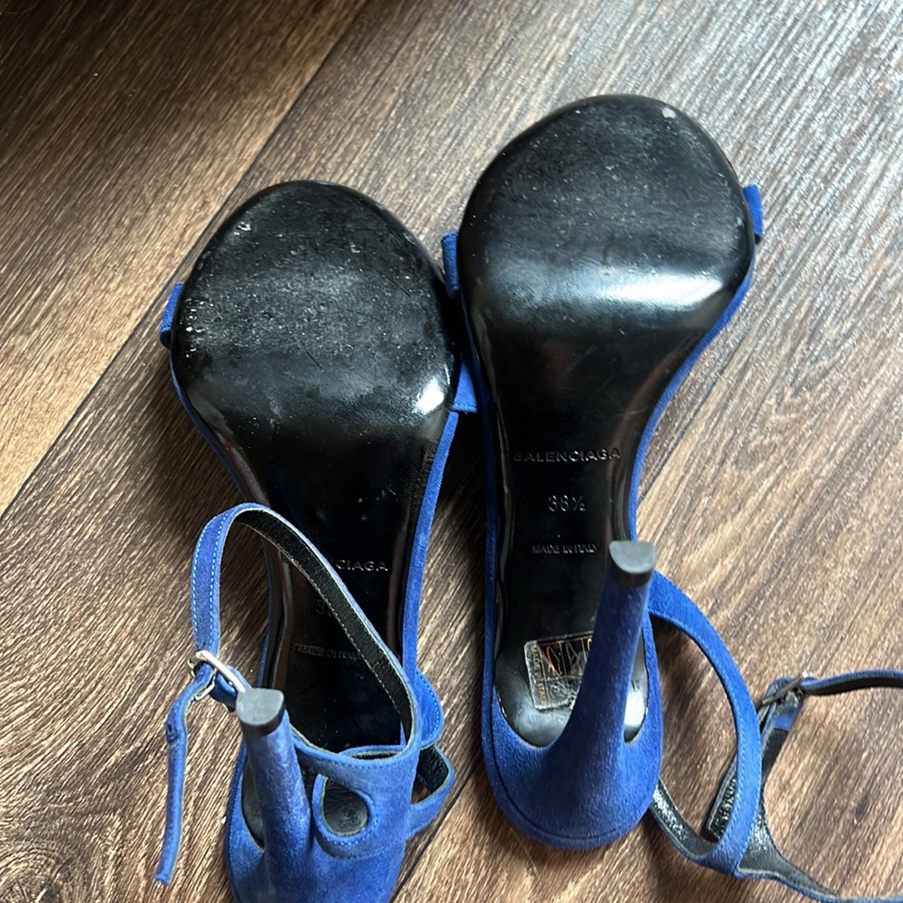 Balenciaga Blue Suede Heels - Picture 7 of 9
